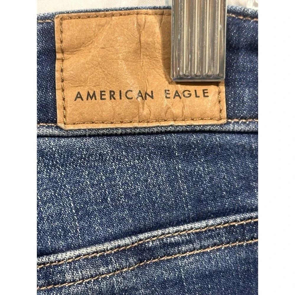 American Eagle Womens Super Hi-Rise Flare Jeans Medium Wash Blue Stretch Size 6